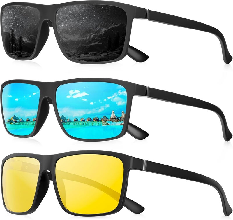 QALLY Store Polarized Sunglasses for Men Rectangular Frame Men's Polarized Sunglasses Sports Sunglasses with UV400 Protection - Image 1